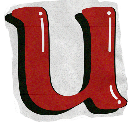Vibrant Scanned Cutout Letter U